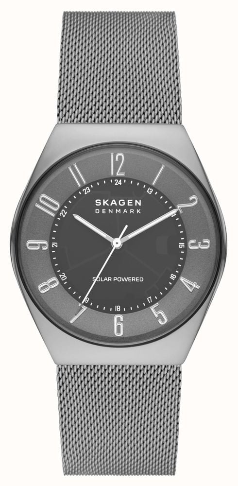 Skagen Stalen Mesh armband Met Groene Zonne grijze Wijzerplaat Voor Heren SKW6836 First Class Watches NLD