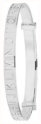James Moore & Co SILVER BABIES' ROUND DIA CUT ALPHABET EXPANDABLE BANGLE J98879
