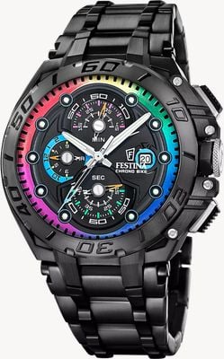 Festina Chrono Bike 2026 Limited Edition (46mm) Black Dial / Stainless Steel Bracelet + Rubber Straps F20761/1