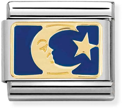 Nomination Classic Blue Moon 18ct Gold & Steel Enamel Charm 030284/45