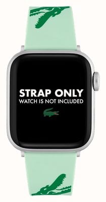 Lacoste Apple Watch Armband (38/40 mm) aus grünem Silikon mit Krokoprägung 2050019