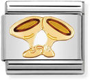 Nomination Clasic FUN In Stainless Steel With Enamel And 18k Gold Champagne Glasses Charm 030209/24