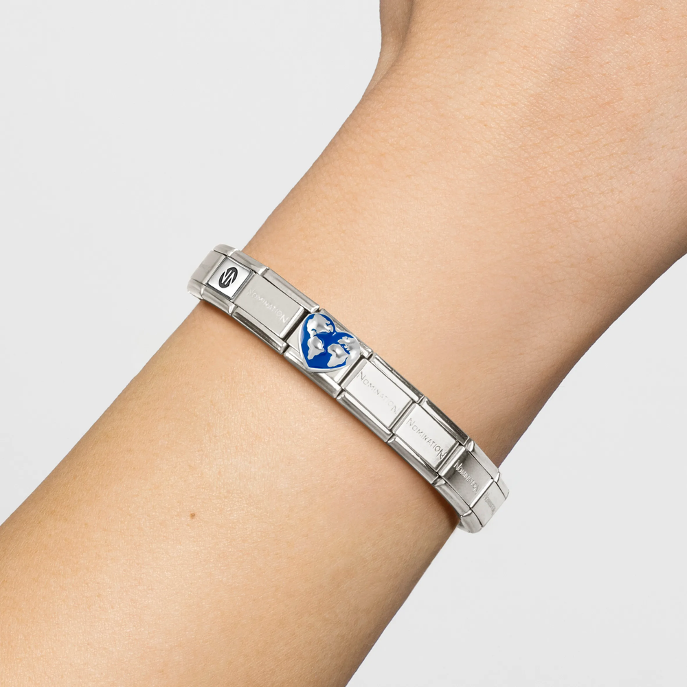 Nomination Classic World Map Heart Blue Enamel Sterling Silver Charm 330204/45 - alternative Ansicht 2
