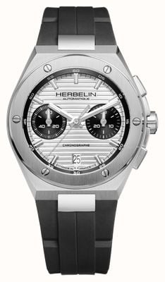 Herbelin Cap camarat automatische chronograaf (42 mm) zilveren wijzerplaat / zwart rubber 245A42CA