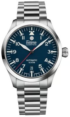 Tutima Glashütte Orologio Flieger T5 automatico (38,5 mm) quadrante blu lucido / bracciale in titanio 6109-04