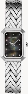 Herbelin Women's Octogône (20.4mm) Black Mother-of-Pearl Dial / Stainless Steel Bracelet 17446B49