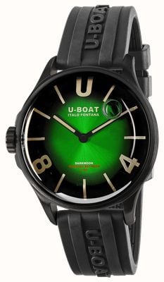 U-Boat Darkmoon pvd (40mm) cadran vert soleil noble / bracelet caoutchouc vulcanisé noir 9503/A