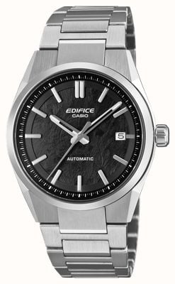 Casio Edifice efk-110 serie automatisch horloge (38 mm) met zwarte, gegalvaniseerde wijzerplaat en roestvrijstalen armband. EFK-110D-1AER