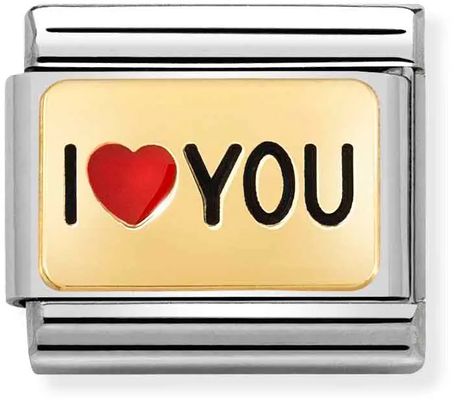 Nomination Classic PLATES Steel Enamel And 18k Gold I HEART You Charm 030284/52