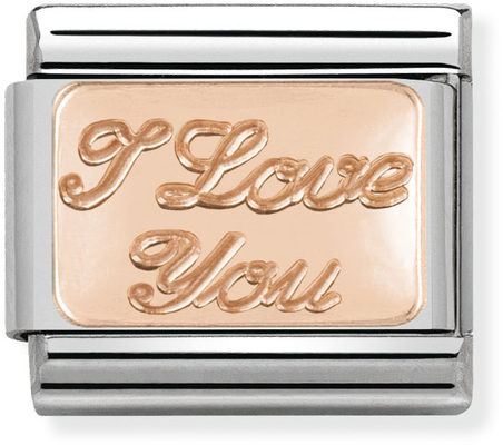 Nomination Classic I Love You 9ct Rose Gold & Steel Charm 430101/30