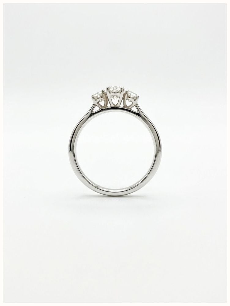 0.69ct Oval Natural Diamond Platinum Trilogy Ring SR150 - vue alternative 3