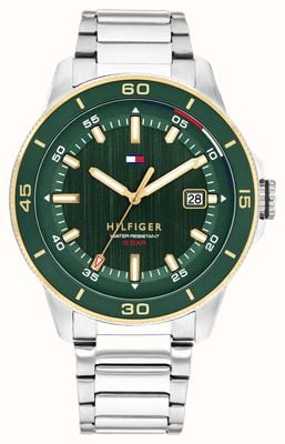 Tommy Hilfiger Relógio masculino Remy (43 mm) mostrador verde / pulseira de aço inoxidável 1792230
