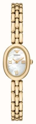 Emporio Armani Dwuwskazówkowy kwarcowy (24 mm) zegarek z tarczą z masy perłowej / bransoletą ze stali nierdzewnej pokrytą złotym PVD AR11721