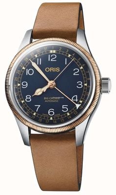 ORIS Grande ponteiro de coroa data automático (40 mm) mostrador azul / pulseira de couro marrom 01 754 7741 4365-07 5 20 58