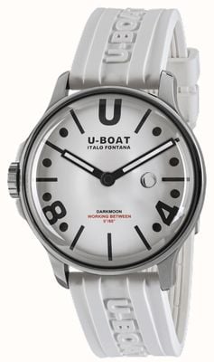 U-Boat Darkmoon ss (44 mm) mostrador curvo branco e preto / pulseira de silicone branca 9542