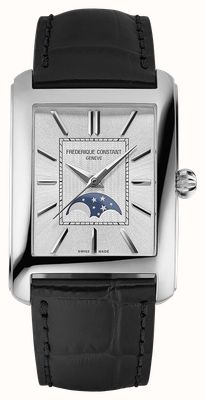 Frederique Constant Carree maanfase automaat (30mm) zilveren sunray wijzerplaat / zwarte leren band FC-333S4C6