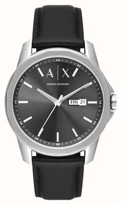 Armani Exchange Men's | Grey Dial | Black Leather Strap AX1735