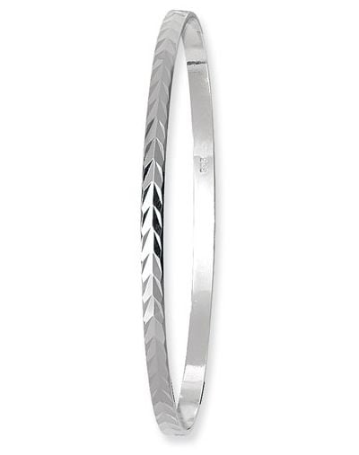 Treasure House 925 Silver Ladies Diamond Cut Bangle J3577 Jewellery