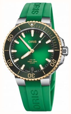 ORIS Aquis date calibre 400 bicolor automático (41,5 mm) mostrador verde / pulseira de borracha verde 01 400 7769 6357-07 4 22 77FC