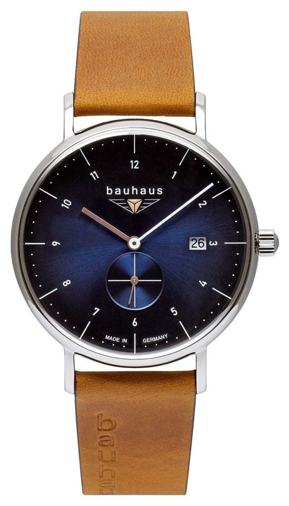 Bauhaus Bracelet en cuir italien marron pour homme | montre
