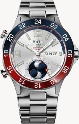 Ball Watch Company Roadmaster Marine GMT Moon-Phase (42mm) Silver Dial / Titanium & Stainless Steel Bracelet DG3220A-S1CJ-SL
