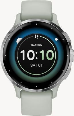 Garmin Venu 3S Silver Stainless Steel Bezel With Sage Grey Case And Silicone Band 010-02785-01