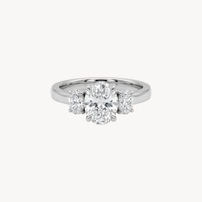 Platinum 3 Stone Oval And Pear Ring 0.72ct J14664