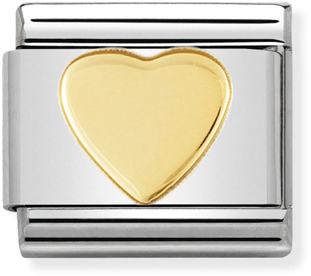 Nomination Classic Heart 18ct Gold & Steel Charm 030116/02