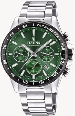 Festina Men's Chronograph | Green Dial | Stainless Steel Bracelet F20560/4