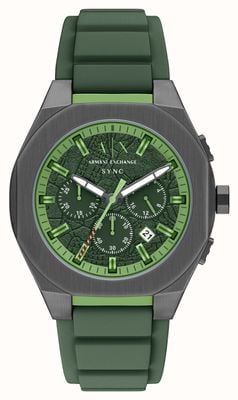 Armani Exchange Cronografo al quarzo (44 mm) quadrante verde testurizzato / cinturino in silicone verde AX4292