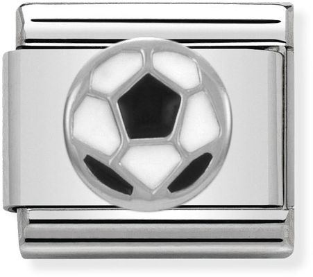 Nomination Classic SYMBOLS In Stainless Steel Enamel And Silver Sterling Silver Soccer Ball Charm 330202/13