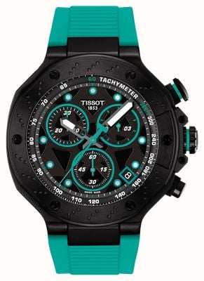 Tissot T-Race Quartz Chronograph (45mm) Black Dial / Green Silicone Strap T1414173705101