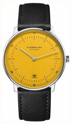 STERNGLAS Naos Quartz Edition Yellow (38mm) Yellow Dial / Black Leather Strap S01-NAY23-MO01