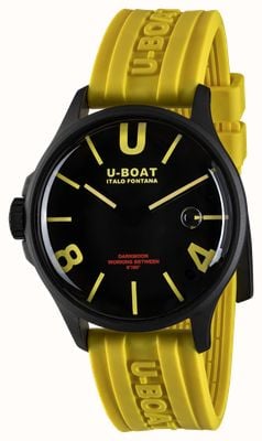 U-Boat Darkmoon pvd (44 mm) mostrador curvo preto e amarelo / pulseira de silicone amarela 9522