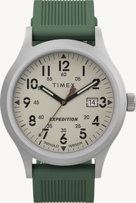 Timex Expedition Scout (40 mm) natürliches Zifferblatt / grünes Kautschukarmband TW4B30100