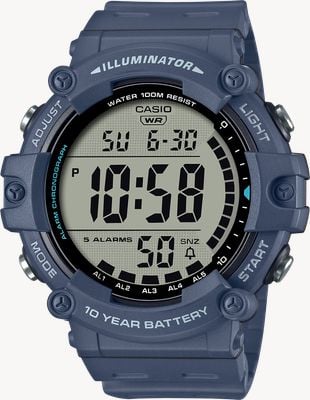 Casio Digitaler Alarm-Chronograph (51,2 mm) mit Digitalanzeige / blaues Harzarmband AE-1500WH-2AVEF