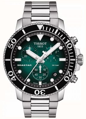 Tissot Seastar 1000 | хронограф | зеленый циферблат | нержавеющая сталь T1204171109101