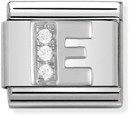 Nomination Classic Letter E Sterling Silver & Steel Cubic Zirconia Charm 330301/05