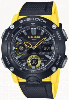 Casio | g-shock carbon kernbescherming | zwarte gele band | GA-2000-1A9ER