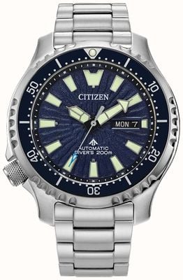 Citizen Мужские часы promaster diver автоматические (44 мм), синий циферблат/браслет из нержавеющей стали NY0136-52L