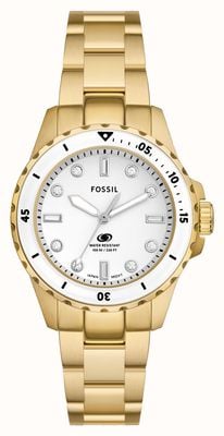 Fossil Blue Dive (36mm) White Dial / Gold PVD Stainless Steel Bracelet ES5350
