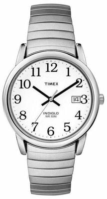 Timex Montre Easy Reader indiglo (35 mm) cadran blanc / bracelet extensible en acier inoxydable T2H451