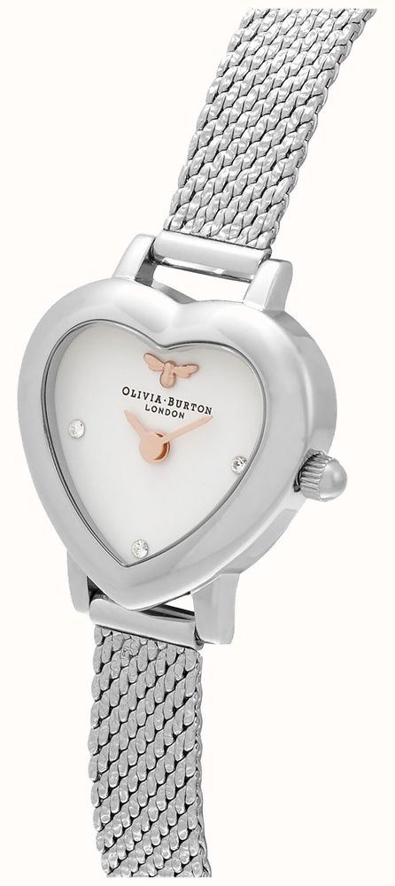 Olivia Burton Meant To Bee Heart-Shaped Case Mesh Bracelet 