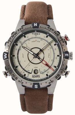 Timex 智商潮汐温度指南针棕色 T2N721