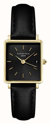 Rosefield Boxy xs (22 mm) cadran noir / bracelet en cuir noir QBBLG-Q53