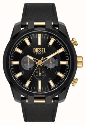 Diesel Bracelet en cuir plaqué pvd noir pour homme Split DZ4610