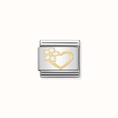 Nomination Composable Classic LOVE 1 Stainless Steel Enamel And 18k Gold Heart With Flower 030253/40