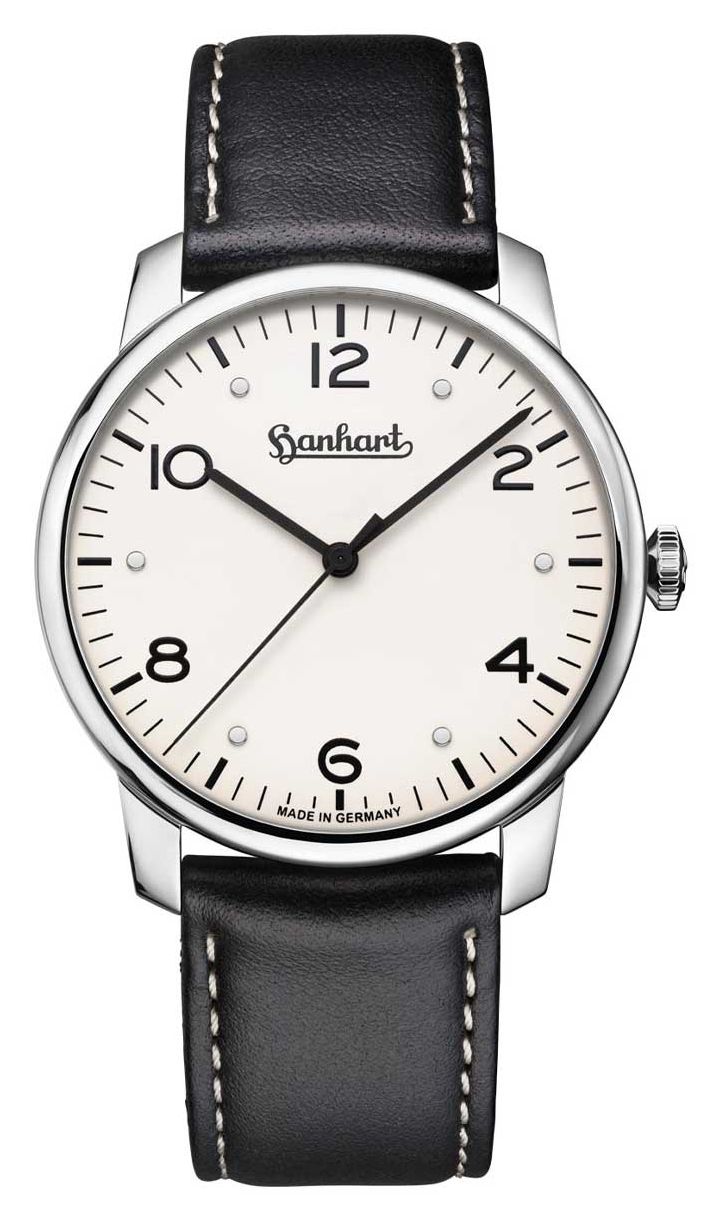 Hanhart Pioneer silva (38,5mm) cadran blanc / bracelet cuir montre