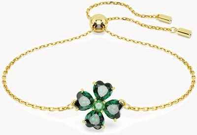 Swarovski Idyllia Clover Bracelet Gold-Tone Plated Green Crystals 5666585