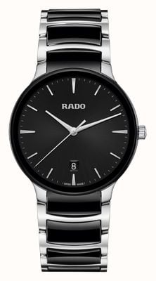 RADO Centrix-Quarz (39,5 mm), schwarzes Zifferblatt / schwarze Hightech-Keramik und Edelstahl R30021152